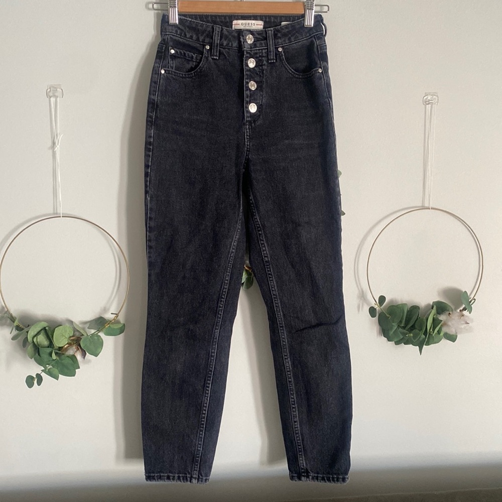 Guess 90s Skinny black button fly jeans 24 waist